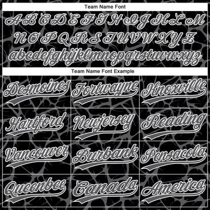 Custom Black Steel Gray-White Abstract Network Crackle Two-Button Unisex Softball Jersey