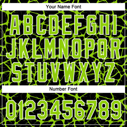 Custom Black Neon Green-White Abstract Network Crackle Two-Button Unisex Softball Jersey