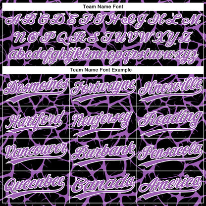 Custom Black Medium Purple-White Abstract Network Crackle Two-Button Unisex Softball Jersey