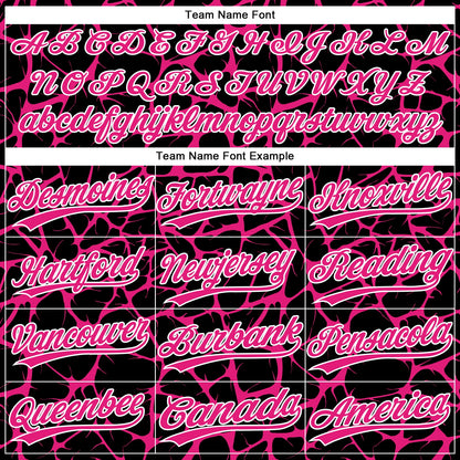 Custom Black Hot Pink-White Abstract Network Crackle Two-Button Unisex Softball Jersey