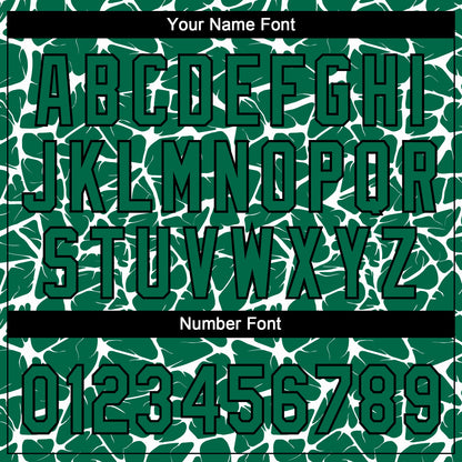 Custom Kelly Green Black-White Abstract Network Crackle Two-Button Unisex Softball Jersey
