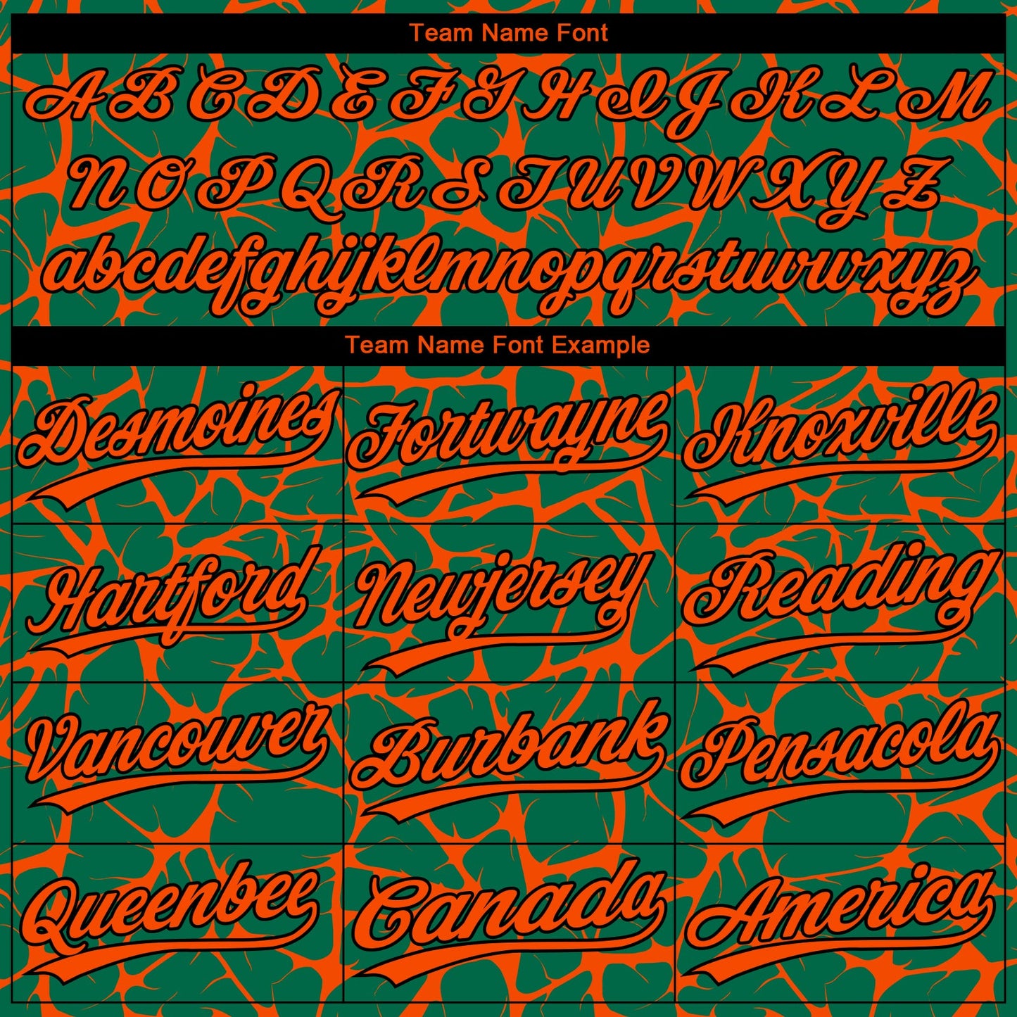 Custom Kelly Green Orange-Black Abstract Network Crackle Two-Button Unisex Softball Jersey