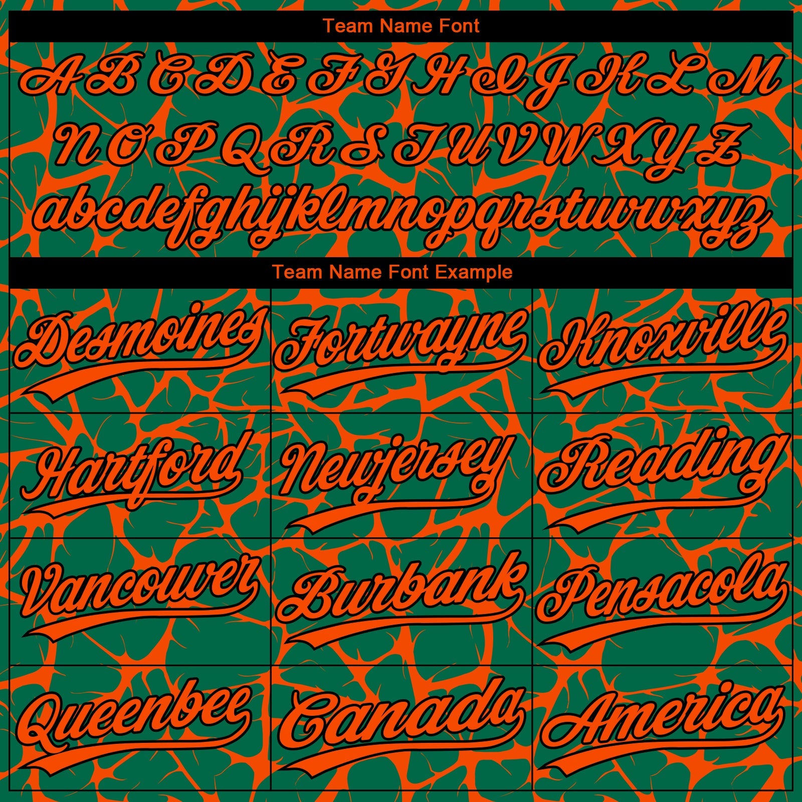 Custom Kelly Green Orange-Black Abstract Network Crackle Two-Button Unisex Softball Jersey