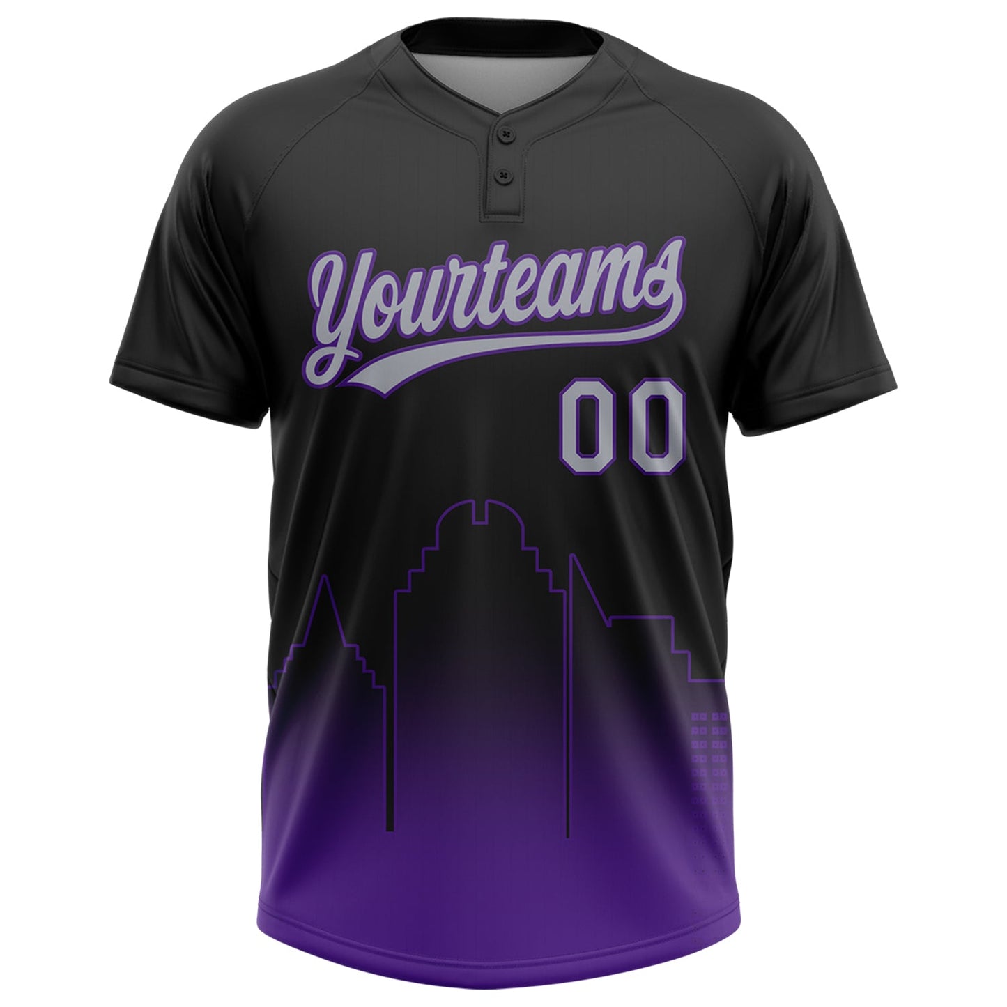 Custom Black Gray-Purple Sacramento City Edition Gradient Two-Button Unisex Softball Jersey