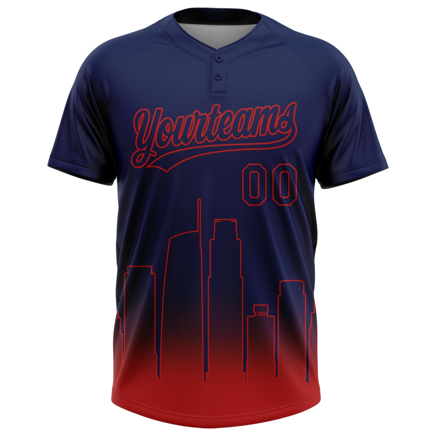 Custom Navy Red Los Angeles City Edition Gradient Two-Button Unisex Softball Jersey
