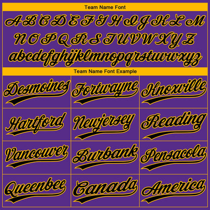 Custom Purple Black-Gold Los Angeles City Edition Gradient Two-Button Unisex Softball Jersey