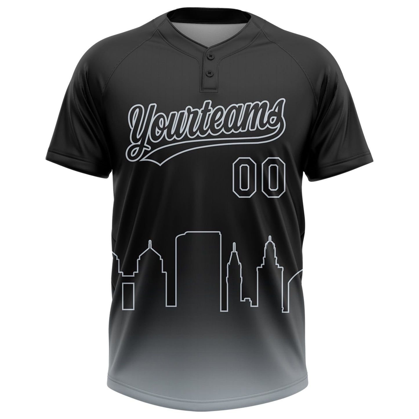 Custom Black Silver Oakland City Edition Gradient Two-Button Unisex Softball Jersey