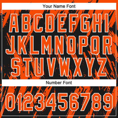 Custom Black Orange-White Splatter Torn Sharp Brush Stroke Two-Button Unisex Softball Jersey