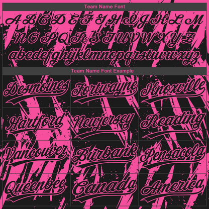 Custom Black Pink Splatter Torn Sharp Brush Stroke Two-Button Unisex Softball Jersey