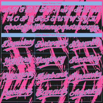 Custom Black Pink-Light Blue Splatter Torn Sharp Brush Stroke Two-Button Unisex Softball Jersey