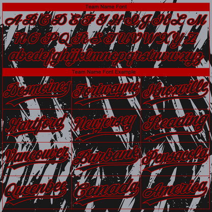 Custom Black Gray-Red Splatter Torn Sharp Brush Stroke Two-Button Unisex Softball Jersey