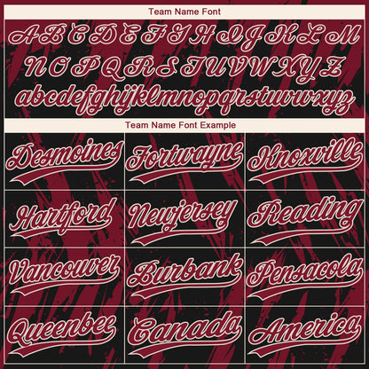 Custom Black Crimson-Cream Splatter Torn Sharp Brush Stroke Two-Button Unisex Softball Jersey
