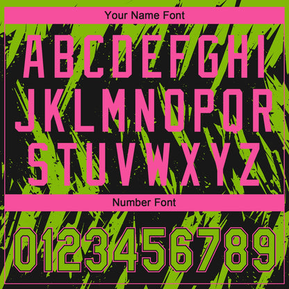 Custom Black Neon Green-Pink Splatter Torn Sharp Brush Stroke Two-Button Unisex Softball Jersey