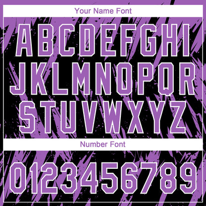 Custom Black Medium Purple-White Splatter Torn Sharp Brush Stroke Two-Button Unisex Softball Jersey