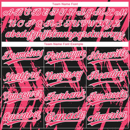 Custom Black Neon Pink-White Splatter Torn Sharp Brush Stroke Two-Button Unisex Softball Jersey