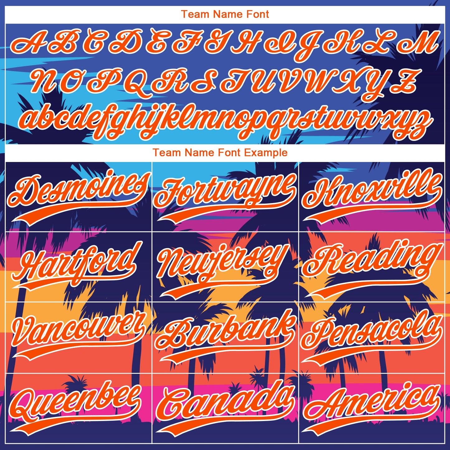 Custom Royal Orange-White Tropical Hawaii Palm Trees Two-Button Unisex Softball Jersey