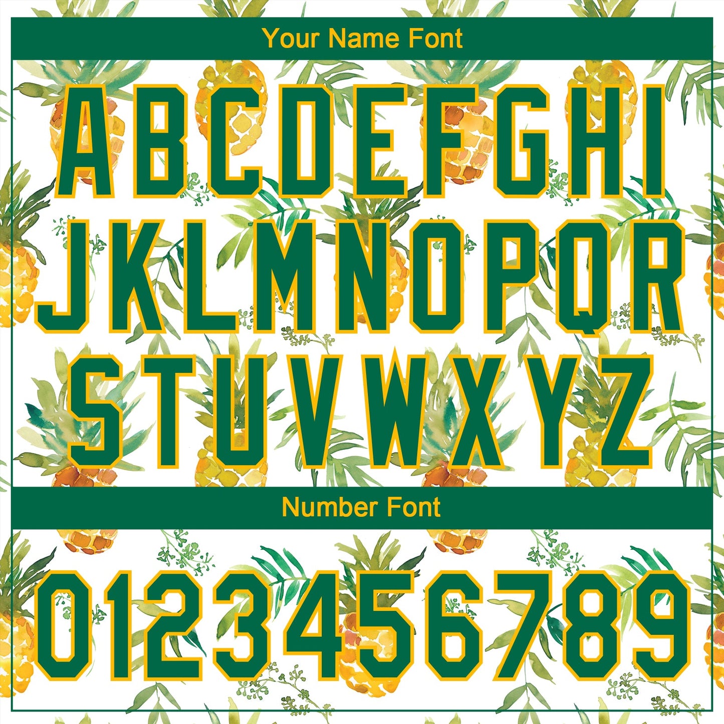 Custom White Kelly Green-Gold Hawaii Fruit Pineapples Two-Button Unisex Softball Jersey