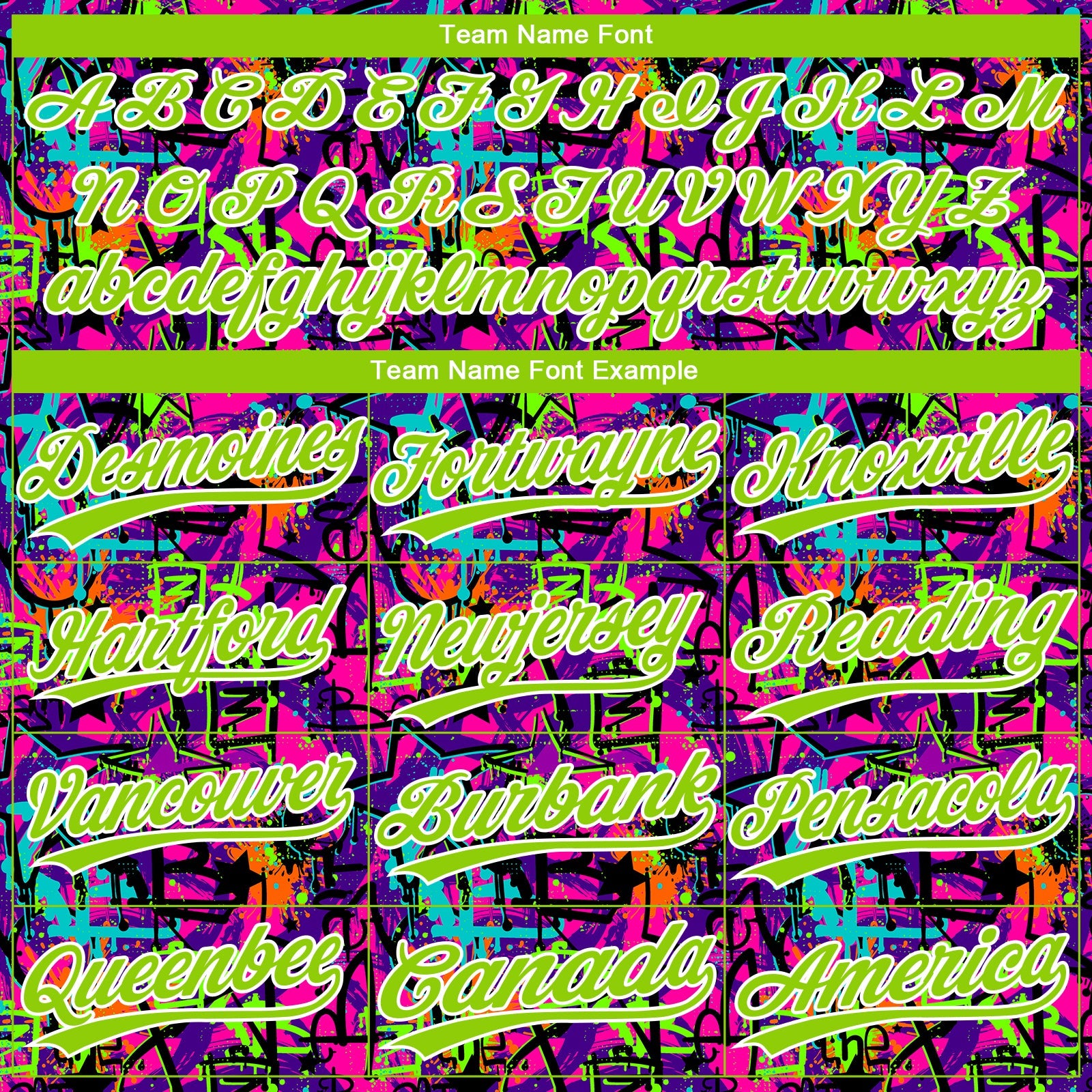 Custom Graffiti Pattern Neon Green-White Vibrant Multi-Color Street Style Two-Button Unisex Softball Jersey