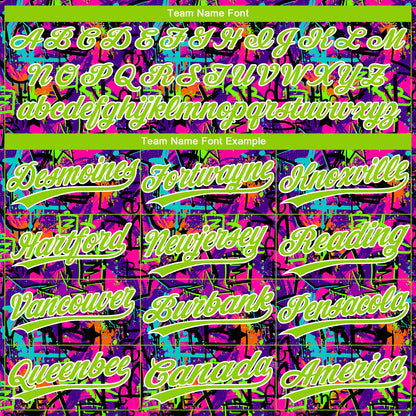 Custom Graffiti Pattern Neon Green-White Vibrant Multi-Color Street Style Two-Button Unisex Softball Jersey