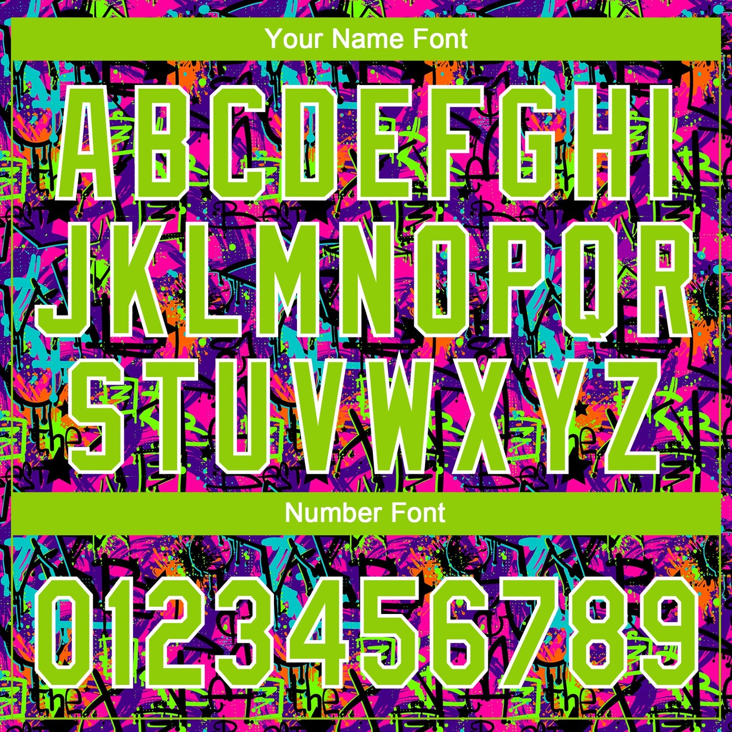 Custom Graffiti Pattern Neon Green-White Vibrant Multi-Color Street Style Two-Button Unisex Softball Jersey