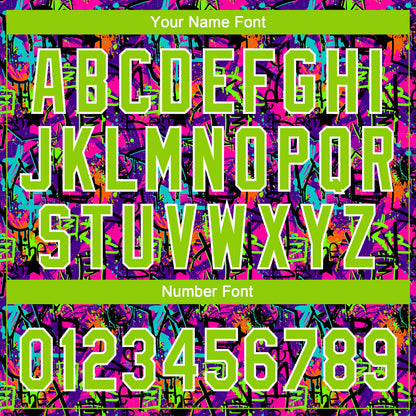 Custom Graffiti Pattern Neon Green-White Vibrant Multi-Color Street Style Two-Button Unisex Softball Jersey