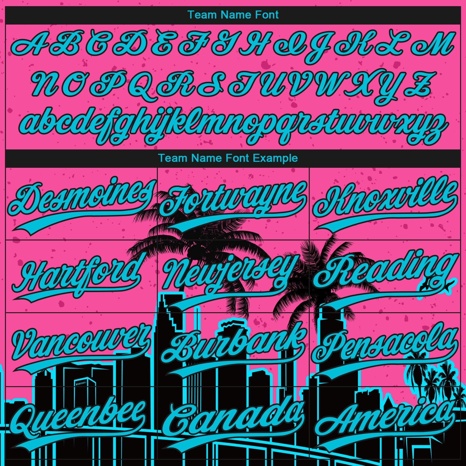 Custom Pink Lakes Blue-Black Miami Palm Trees City Edition Two-Button Unisex Softball Jersey