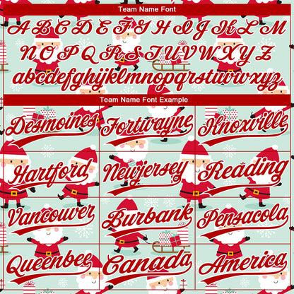 Custom Green Red-White Christmas Santa Claus 3D Pattern Design Two-Button Unisex Softball Jersey