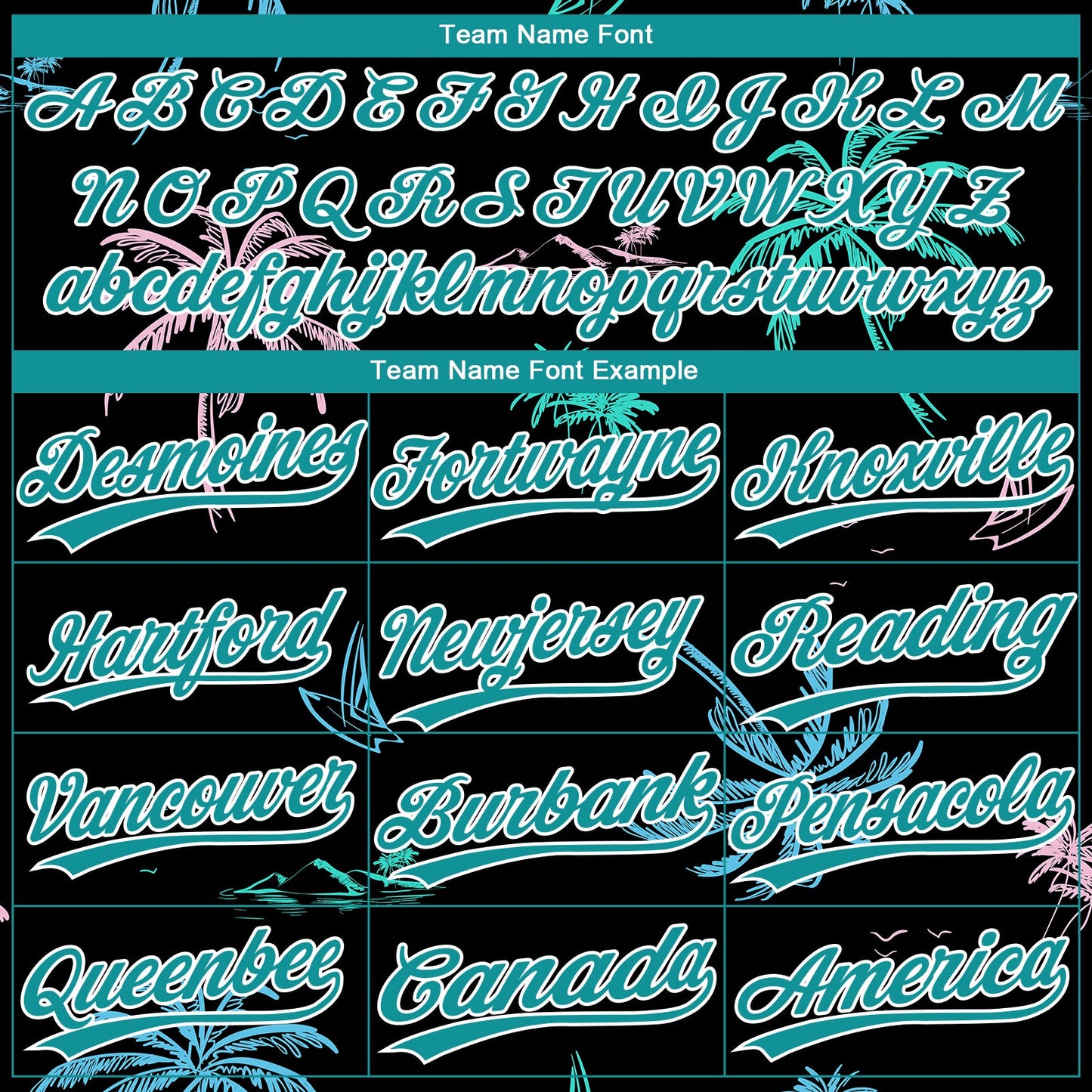 Custom Black Teal-White Hawaii Palm Trees Two-Button Unisex Softball Jersey