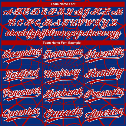 Custom Royal Red-White Spider Web 3D Pattern Design Two-Button Unisex Softball Jersey