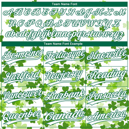 Custom White Kelly Green St.Patrick's Day Shamrock 3D Pattern Design Two-Button Unisex Softball Jersey