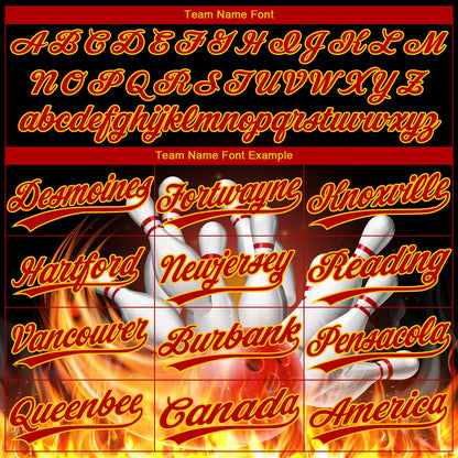Custom Black Red-Yellow Flame Bowling 3D Pattern Design Two-Button Unisex Softball Jersey