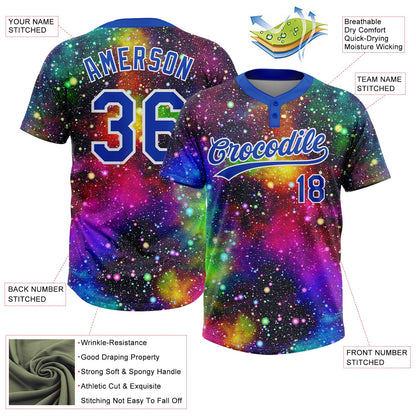 Custom Graffiti Pattern Thunder Blue-White Galaxy Star Two-Button Unisex Softball Jersey