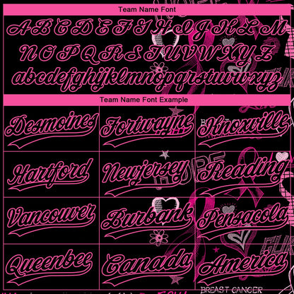 Custom Black Pink Pink Ribbon Breast Cancer Awareness Month Women Health Care Support Two-Button Unisex Softball Jersey