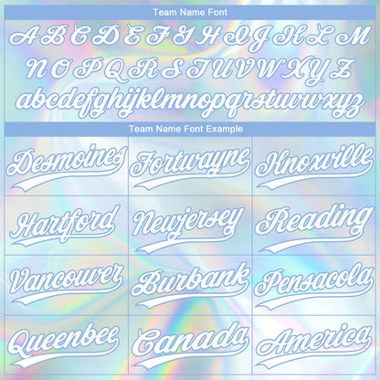 Custom White Light Blue Abstract Trendy Holographic Vaporwave Style 3D Pattern Design Two-Button Unisex Softball Jersey