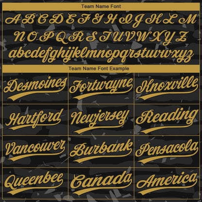 Custom Black-Old Gold Raglan Sleeves Distressed Fragment Brush Stroke Two-Button Unisex Softball Jersey
