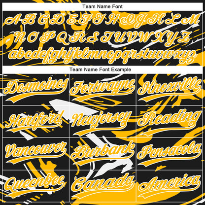 Custom Black Gold-White Raglan Sleeves Abstract Fluid Marble Two-Button Unisex Softball Jersey