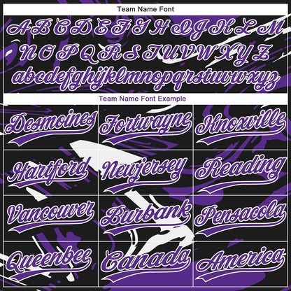 Custom Black Purple-White Raglan Sleeves Abstract Fluid Marble Two-Button Unisex Softball Jersey