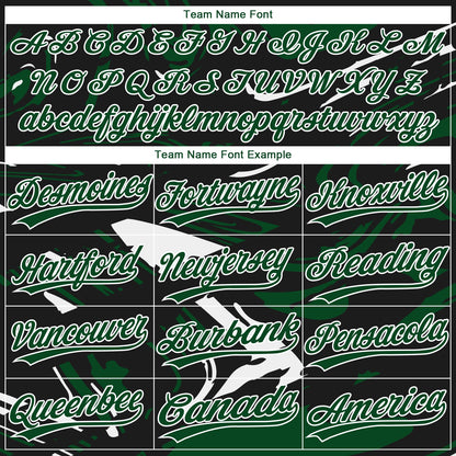 Custom Black Green-White Raglan Sleeves Abstract Fluid Marble Two-Button Unisex Softball Jersey