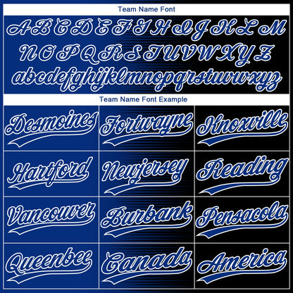 Custom Black Royal-White Gradient Horizontal Stripe Two-Button Unisex Softball Jersey