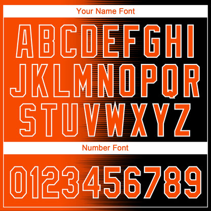 Custom Black Orange-White Gradient Horizontal Stripe Two-Button Unisex Softball Jersey