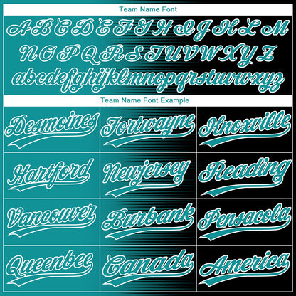 Custom Black Teal-White Gradient Horizontal Stripe Two-Button Unisex Softball Jersey