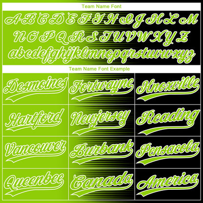 Custom Black Neon Green-White Gradient Horizontal Stripe Two-Button Unisex Softball Jersey