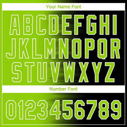 Custom Black Neon Green-White Gradient Horizontal Stripe Two-Button Unisex Softball Jersey