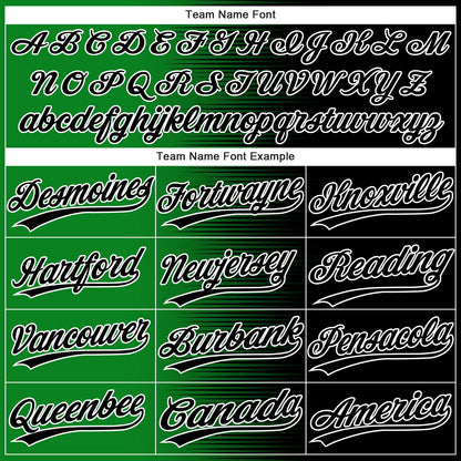 Custom Black Grass Green-White Gradient Horizontal Stripe Two-Button Unisex Softball Jersey