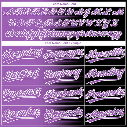 Custom Black Purple Medium Purple-White Gradient Horizontal Stripe Two-Button Unisex Softball Jersey