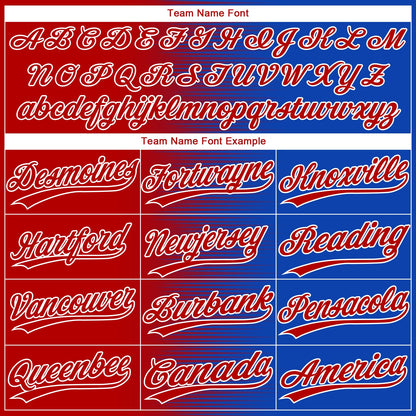 Custom Red Thunder Blue-White Gradient Horizontal Stripe Two-Button Unisex Softball Jersey