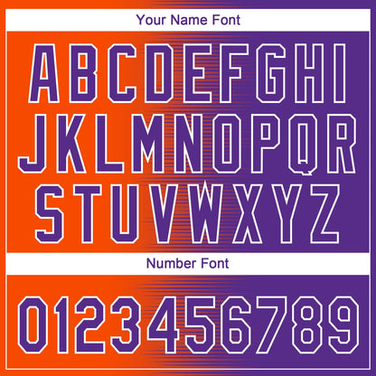 Custom Orange Purple-White Gradient Horizontal Stripe Two-Button Unisex Softball Jersey