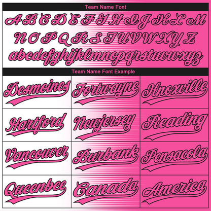 Custom Pink White-Black Gradient Horizontal Stripe Two-Button Unisex Softball Jersey