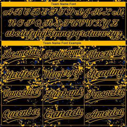 Custom Black Gold-Royal Abstract Shattered Paint Splatter Two-Button Unisex Softball Jersey