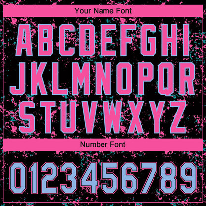 Custom Black Light Blue-Pink Abstract Shattered Paint Splatter Two-Button Unisex Softball Jersey